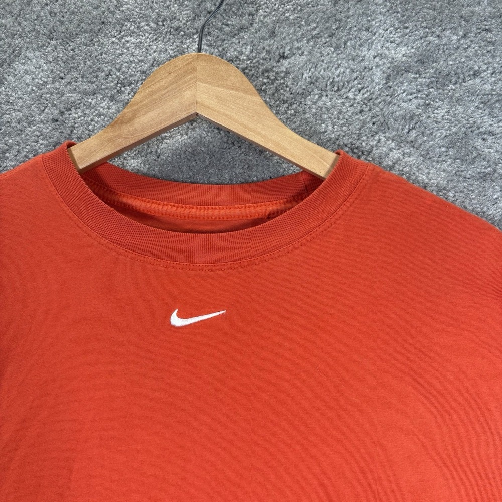 Nike T Shirt Mens S Orange Cottonโ Short Sleeve Center Swoosh Logo Athletic Gym
